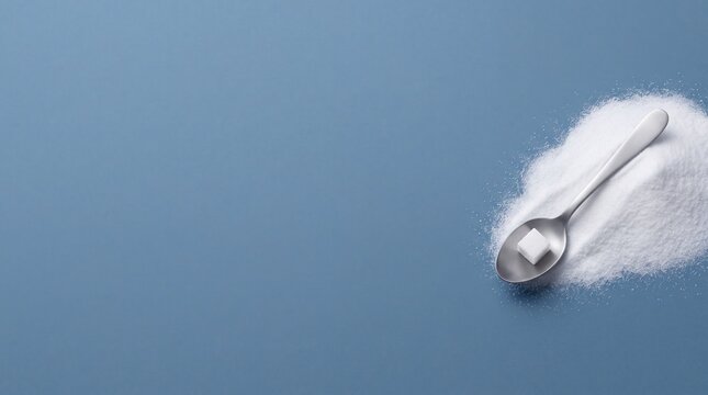 Sugar cube on a steel spoon sliding down a salt hill