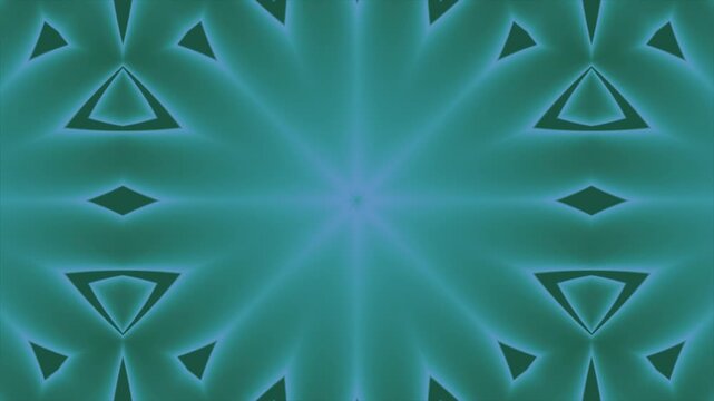 Abstract teal kaleidoscope pattern with star shapes