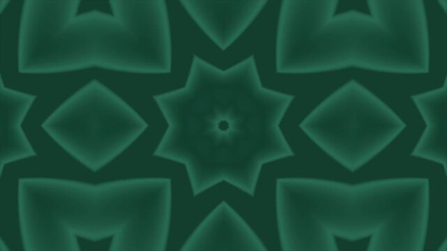 Abstract green kaleidoscope pattern with star shapes