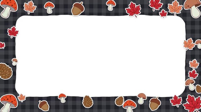 Autumn Nature Border with Plaid Pattern and Copy Space Loop