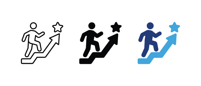 Career growth aur success path icon, goal achievement aur business ambition symbol, growth sign, business graphic. Vector illustration.   