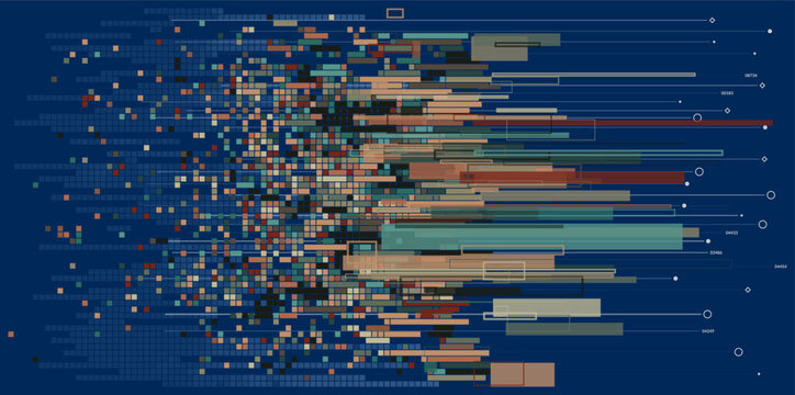 Big data technology interface with analytics dashboard vector background
