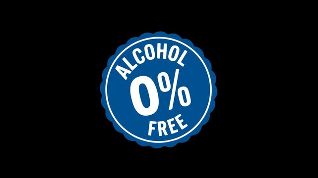 Zero alcohol drink beverage sign label seal stamp tag animation HD 4K
