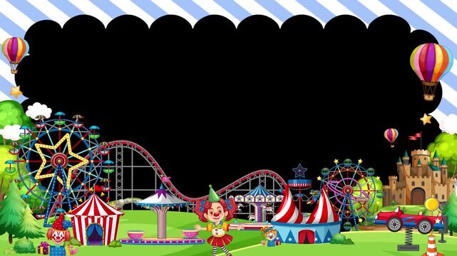 Cartoon Amusement Park Border Animation with Alpha Channel Copy Space
