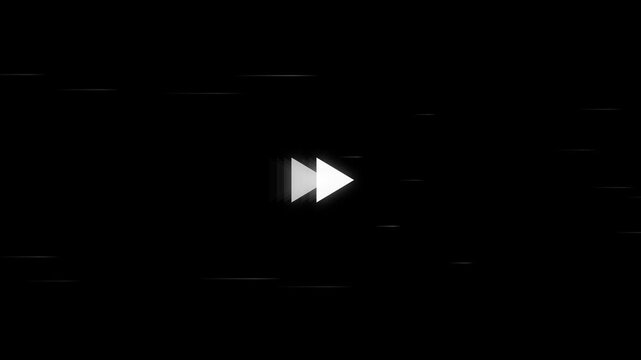 Seamless looping animated fast forward motion graphic with light trails on black background 4K animation