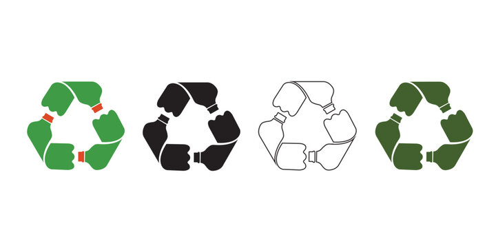 Plastic recycling concept. Vector logo, eco-friendly production. Plastic recycling. Eco-sustainable material.