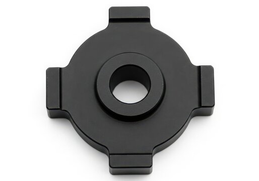 Black plastic camera lens hood with four corners