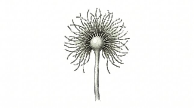 Vintage Scientific Illustration of a Fungal Conidiophore