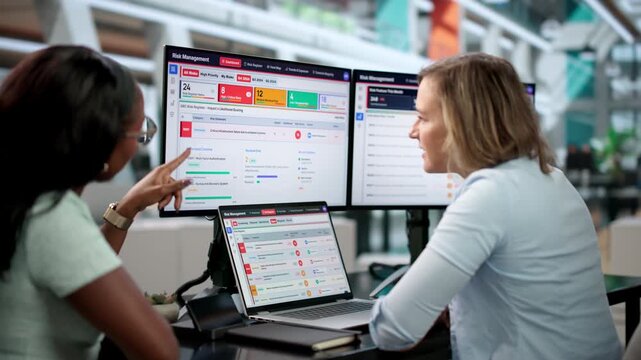 Risk Manager And Analyst Discussing Enterprise Threat Mitigation Strategies