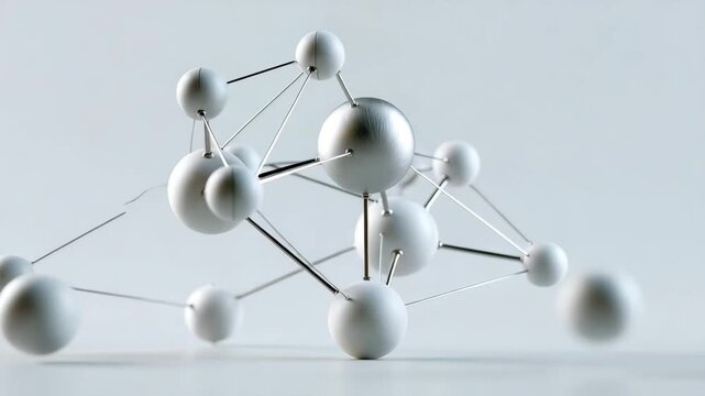 Knowledge Graph Concept Sculpture With Spheres Connected By Rods Around Central Node