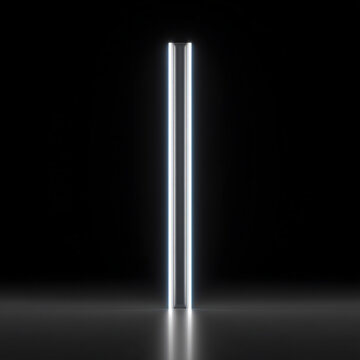 Neon light tube with bright white glow floor
