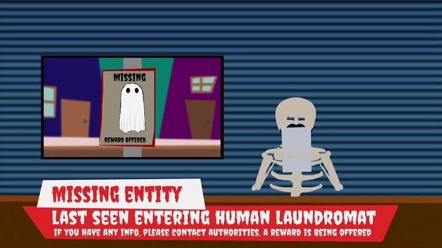 Spooky News Anchor Reporting Missing Ghost