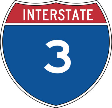 I-3 Interstate 3 Highway Sign Shield Icon Vector Symbol