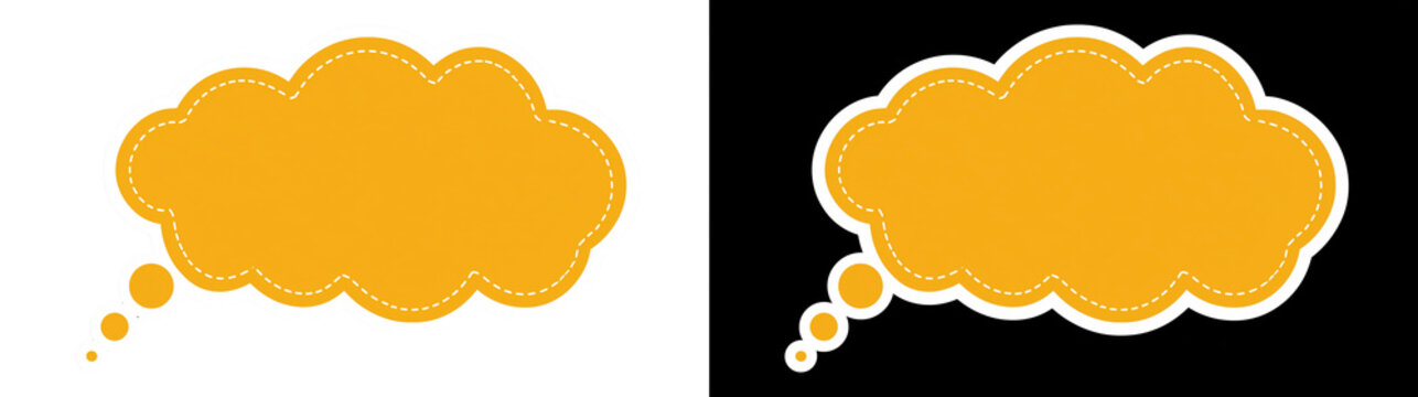 Yellow thought bubble, isolated on transparent background