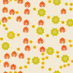 Seamless pattern of stylized floral motifs and small flowers © davia