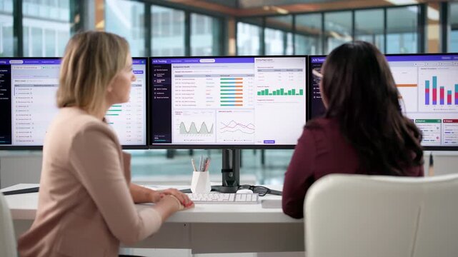 Product Manager Reviews Split Test Results On Computer