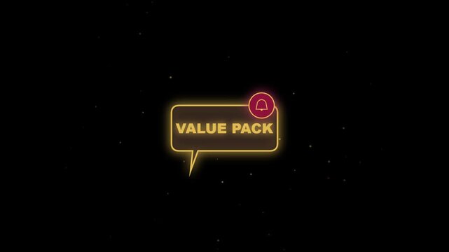 Value Pack Neon Speech Bubble Icon with Notification Bell for E-commerce Marketing and Special Offers