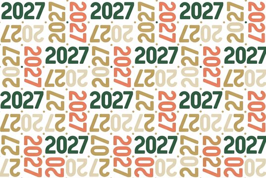 Vibrant Repeating 2027 Number Pattern Background
