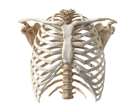 Human rib cage torso anatomy isolated on transparent background for medical concept