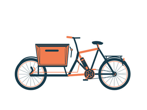 Two-tone electric cargo bicycle isolated side view