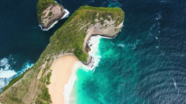 Kelingking Beach Nusa Penida Drone View Of T Rex Cliff And Turquoise Bay