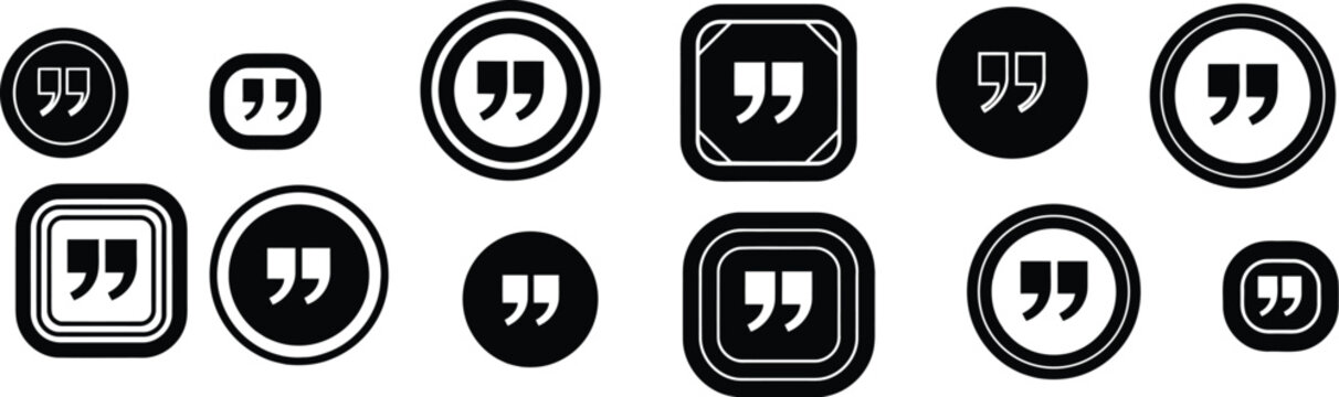 Quote vector icon collection featuring typographic quotation