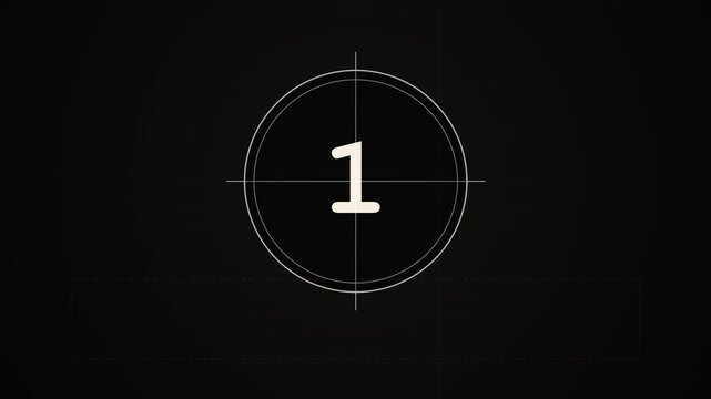 Retro universal film leader countdown nine to zero with text space