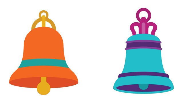 Cartoon Bell, Two Colored Bells with Clappers