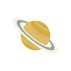Saturn planet celestial body icon featuring rings and soft yellow orange surface texture for astronomy education space exploration theme or science infographic. © Rubab