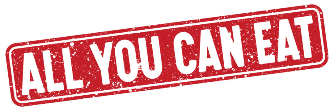 all you can eat stamp. all you can eat red rectangular grunge stamp on transparent background