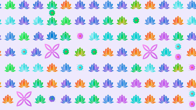 Pattern of colorful lotus flowers