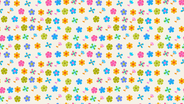 Seamless pattern of colorful stylized flowers