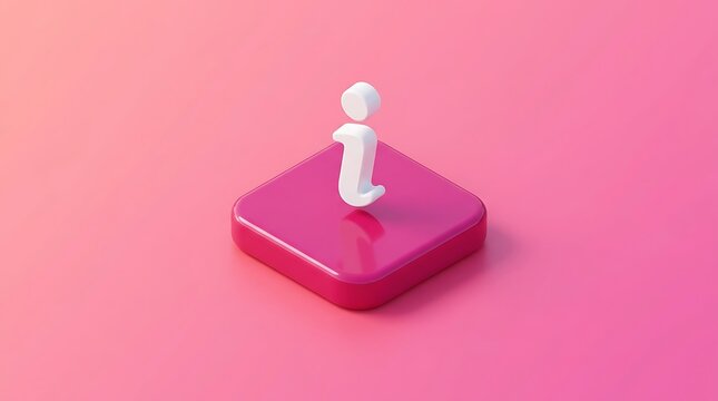 Help and information icon with question mark figure. Pink question mark block icon on smooth gradient background. Minimalist 3D style for UI and app design elements