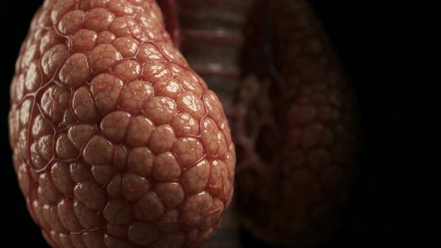 Human Adrenal Gland Anatomy - Lobulated Internal Organ Structure with Glowing Red Vascular Pulses - Cinematic 3D Medical Animation Footage