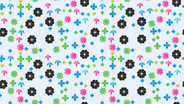 Colorful floral and leaf pattern