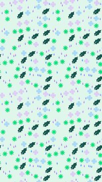 Pattern of Holly Leaves, Stars, and Clover Shapes