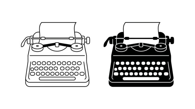 Vintage Typewriter Illustration: A Classic Writing Machine Icon