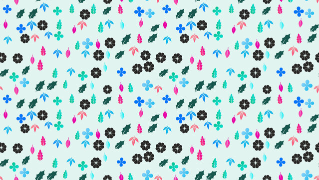 Stylized floral and leaf pattern with holly and clover shapes