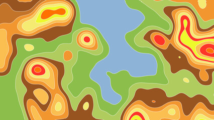 Abstract Colorful Topographic Contour Map Lines Vibrant Geographic Relief Elevation Background HD. Vibrant Colorful Geographic Topographic Contour Line Relief Overlay Graphic Design. © Fhatoni
