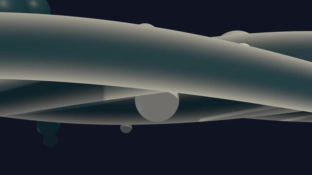 3D abstract geometric spheres floating among curved planes