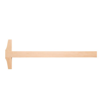 Wooden T-square ruler on transparent background