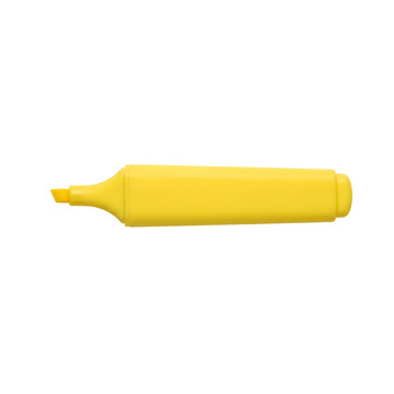 Yellow highlighter pen on transparent background