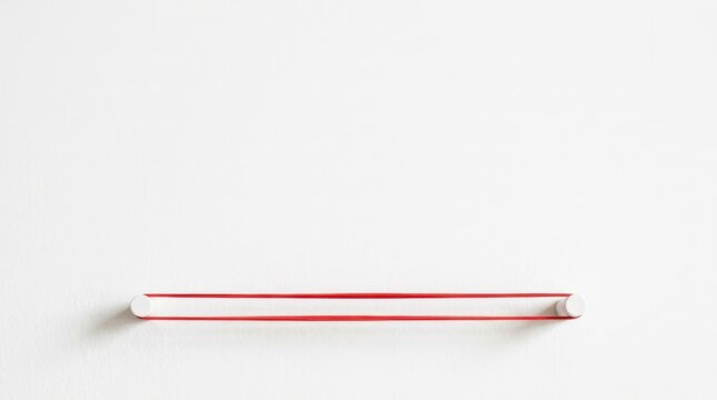 Minimalist red rubber band on white background