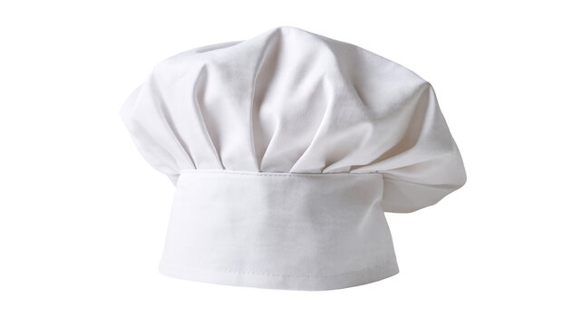 Crisp white cotton chef hat with pleated crown and structured headband