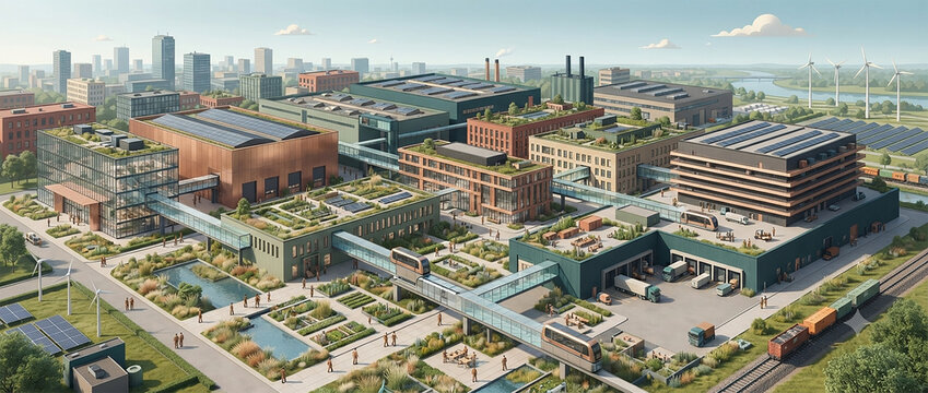 Sustainable Smart Industrial Park and Logistics Hub with Solar Energy