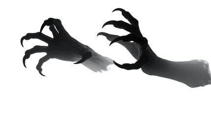 Spooky monster hands with long sharp claws reaching out in silhouette © Otillie