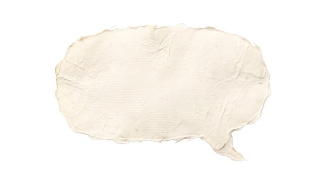 Handmade paper speech bubble isolated on white background for