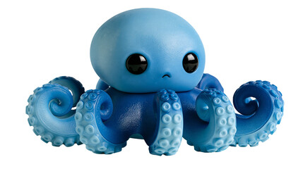 Cute blue plastic octopus toy with large black eyes and detailed suction cups © Cressida