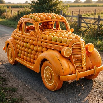 Vintage Car Made With Orange 