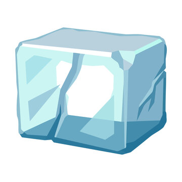 Single blue ice cube illustration with a square shape Vector